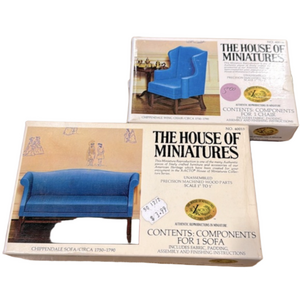 The House of Miniatures No. 40015 & 40016 vintage chippendale sofa & wing chair